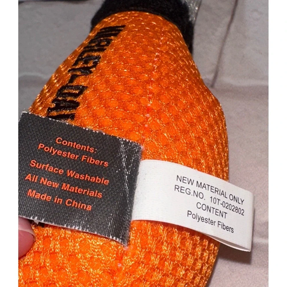 Harley-Davidson Hammer Plush Squeaky Dog Toy‎ Orange Grey Black Mesh 2014 NEW
